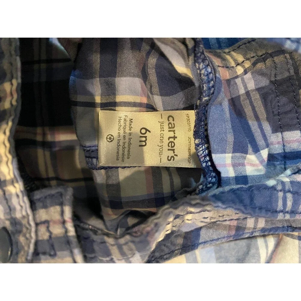 Girl's 6 Month Overalls Carter's Blue Plaid Cotton